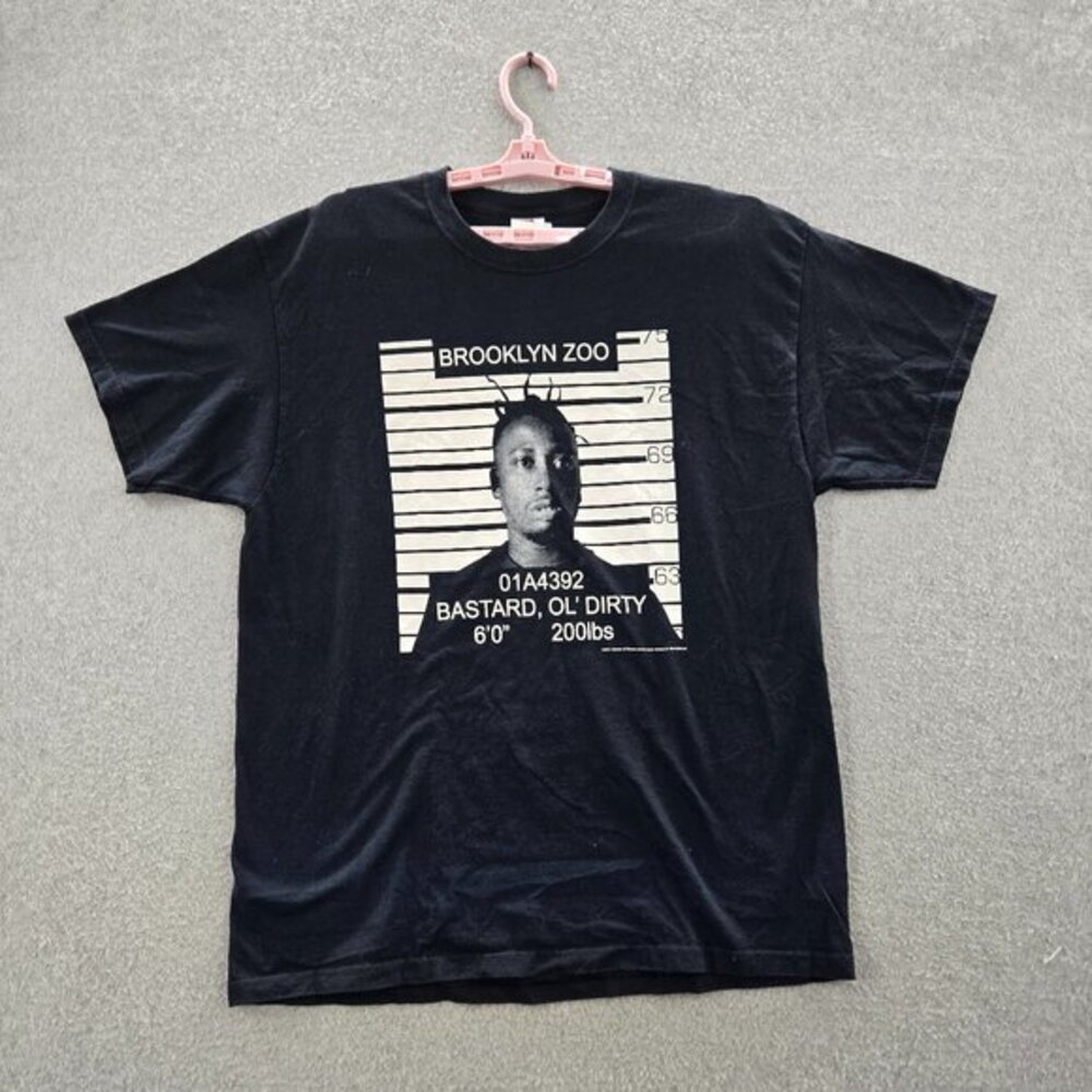 VINTAGE Old Dirty Bastard Men Shirt  XL Black Wu Tang‎ Mug Shot Rap Hip Hop Tee